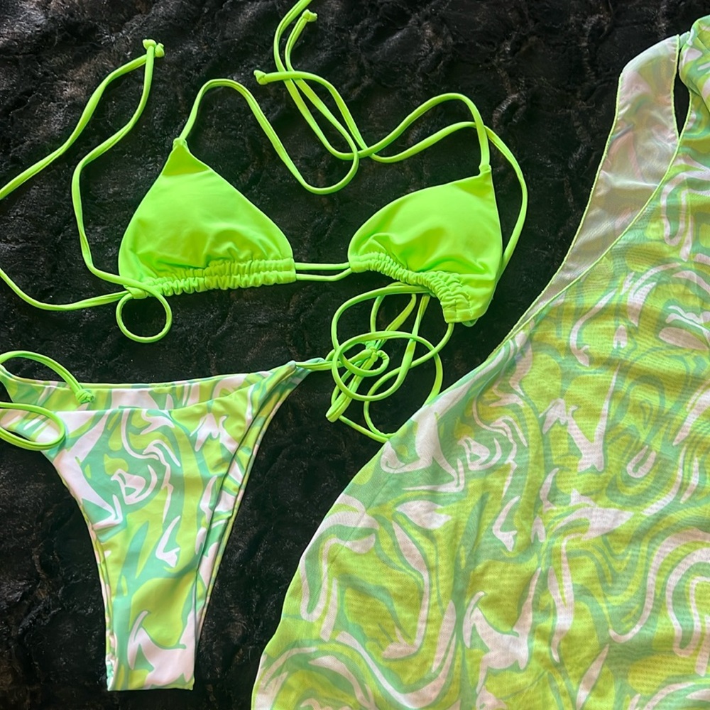 NWOT SHEIN Lime Green 3pc Bikini